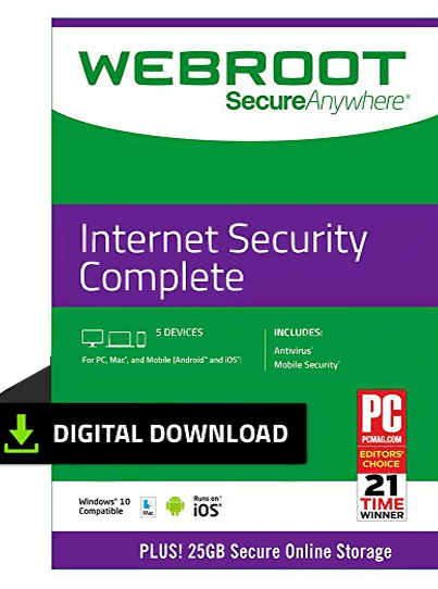 Webroot Internet Security Complete 2023 - 5 Devices - 1 Year